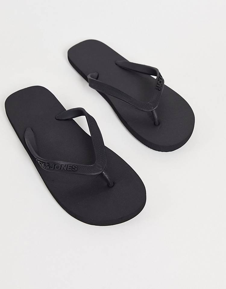 Jack & Jones flip flops in black